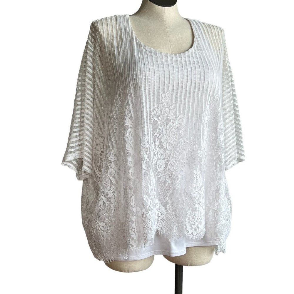 Alfani White Lace Top with Cami, Size OX, 12W